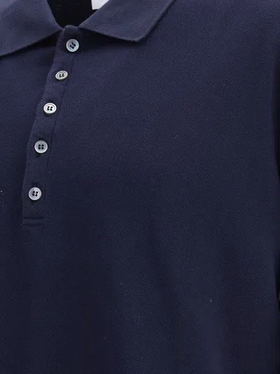 Thom Browne Long Sleeve Polo Sweater In Blue