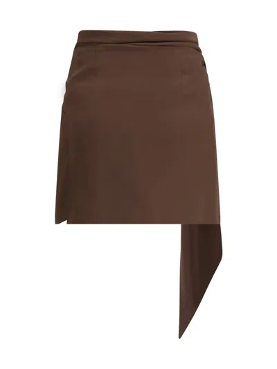 Prada Women Crepe De Chine Mini Skirt In Brown