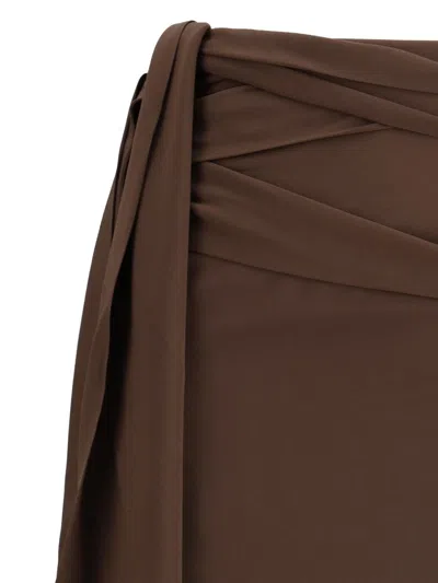 Prada Women Crepe De Chine Mini Skirt In Brown