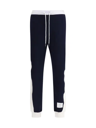 Thom Browne Sweatpants With Engineered 4 Bars In Solid Classic Loopback Jersey Clothing In Blue