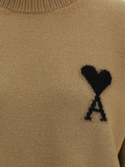Ami Alexandre Mattiussi Ami Paris Women Ami De Coeur Turtleneck Sweater In Brown