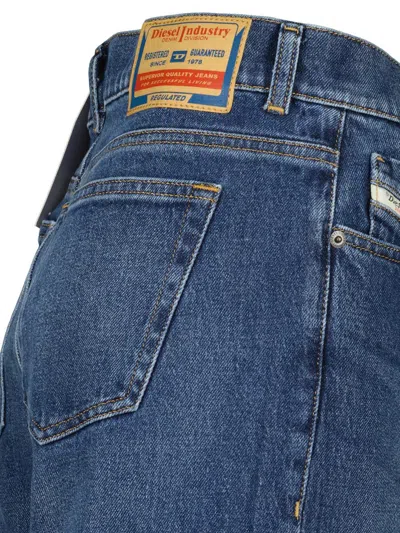 Diesel 'd-sire 1996' Blue Jeans With Wide Leg And Logo Patch On The Rear In Blue