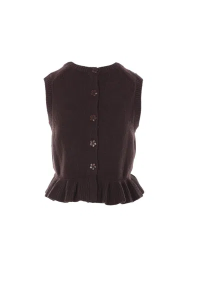 Cecilie Bahnsen Sleeveless Vest In Brown