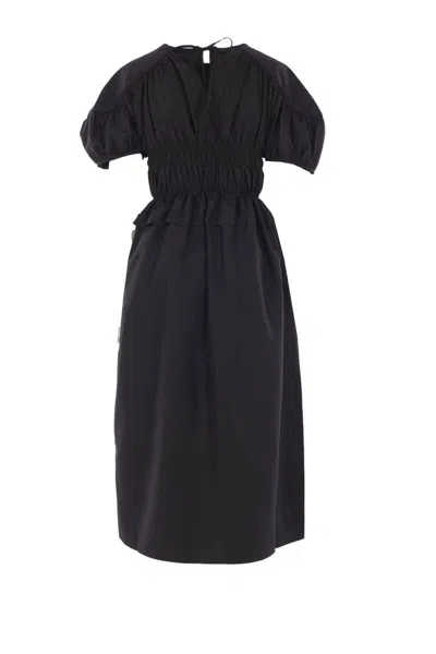 Cecilie Bahnsen Smocked Midi Dress In Black