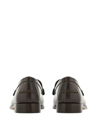 Ferragamo Leather Loafer With Iconic Gancini Detail In Brown