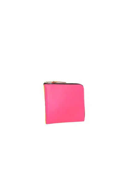 Comme Des Garçons Super Fluo Zip Around Wallet In Pink