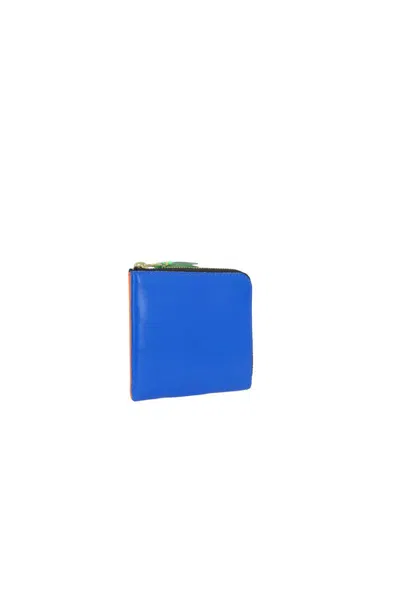 Comme Des Garçons Super Fluo Zipper Purse In Blue