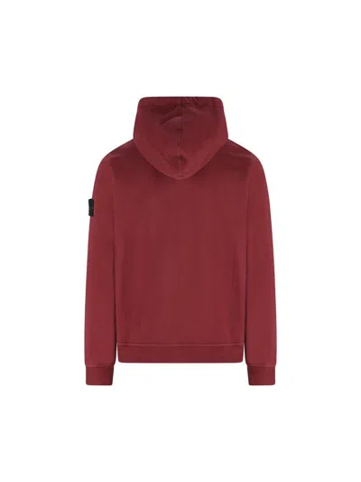 Stone Island Hoodie With Kangaroo Pocket In Burgundy