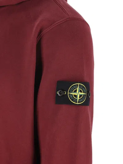 Stone Island Hoodie With Kangaroo Pocket In Burgundy