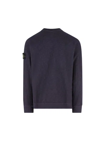 Stone Island Classic Round-neck Sweatshirt With Ribbed Cuffs In Blue