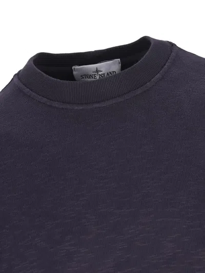 Stone Island Classic Round-neck Sweatshirt With Ribbed Cuffs In Blue