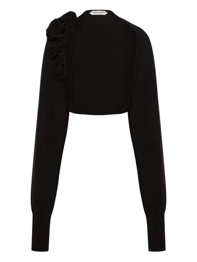 Alberta Ferretti Bottega Veneta Pale Meringue Cotton T-shirts And Polos In Black