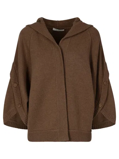 Max Mara Wool And Cashmere Hooded Cardigan Clothing In Brown