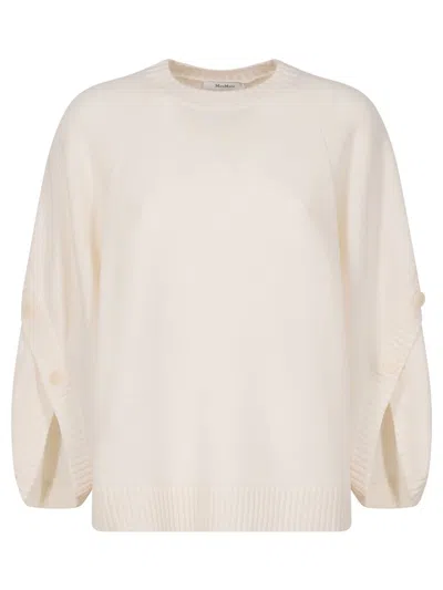 Max Mara Crossover Detail Oversized Wool And Cashmere Sweater Clothing In White