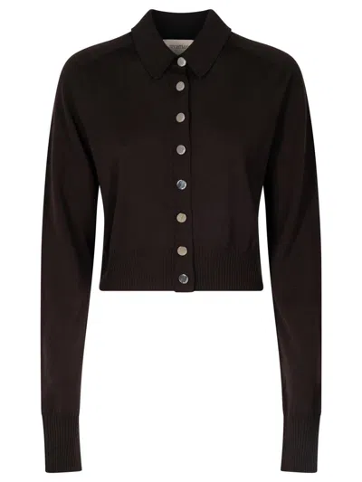 Sportmax Soft Fit Wool Cropped Cardigan Clothing In Black