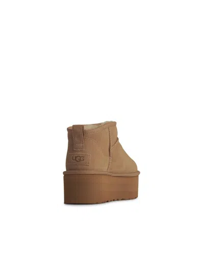Ugg 'ultra Mini' Beige Suede Boots In Sand