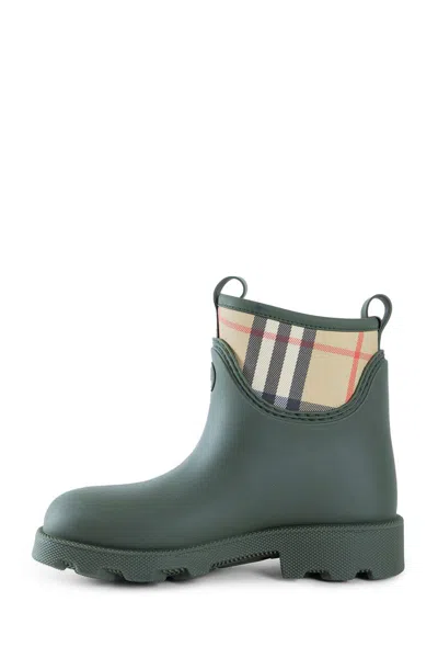 Burberry Marsh Stamp Checked Nylon-paneled Rubber Ankle Boots In Black
