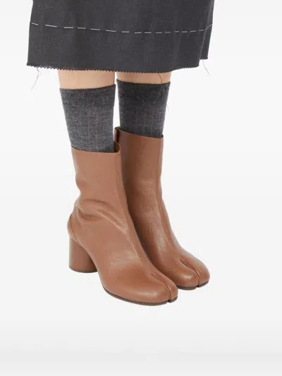 Maison Margiela Coffee-colored Tabi Ankle Boots In Brown