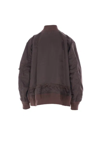 Sacai Drawstring-detail Bomber Jacket In Brown