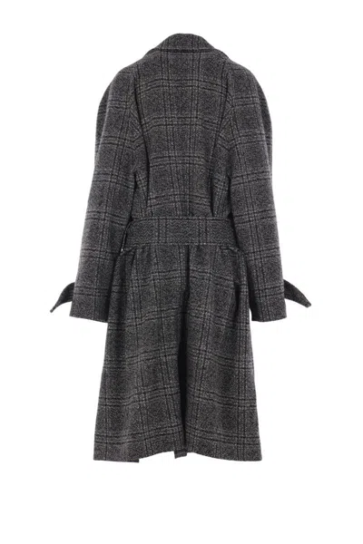 Balenciaga Vintage Checked Wool One Layer Raglan Coat Clothing In Gray
