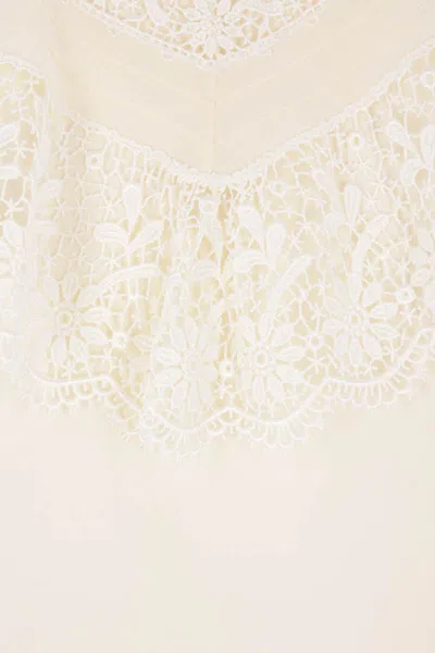 Chloé Lace-trimmed Organic Silk Crepe De Chine Blouse In Neutral