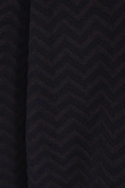 Giorgio Armani Chevron Pattern Long Sleeve Wool Blend Sweater In Blue