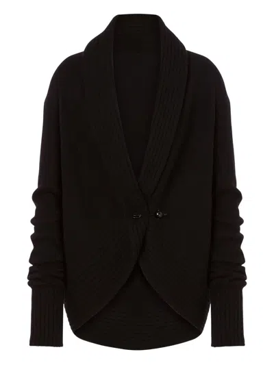 Alberta Ferretti Knitwear With Lace Detail And Shawl Collar In Black