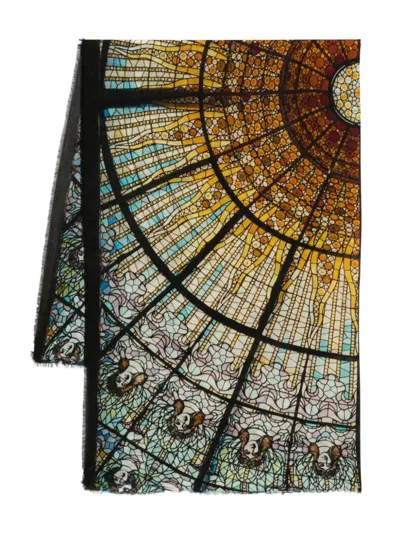Faliero Sarti Intricate Stained-glass Pattern Wool-cashmere Scarf In Multi