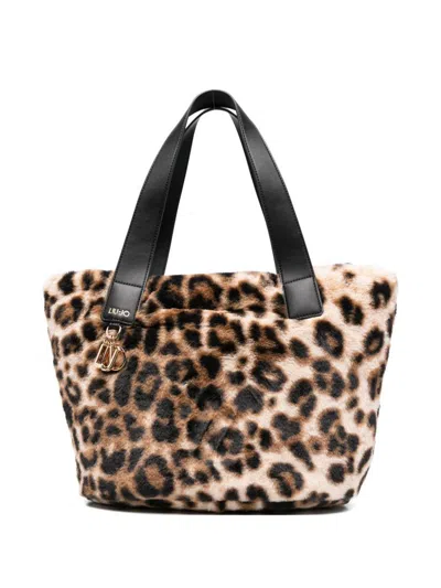 Liu •jo Leopard-print Top-handle Tote Bag In Brown