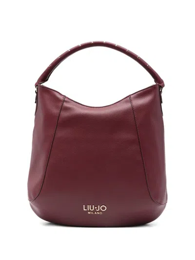 Liu •jo Logo Hobo Tote Bag With Studded Handle In Red