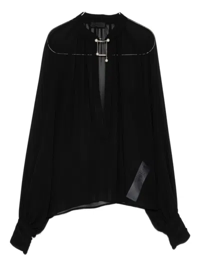 Liu •jo Flowing Black Blouse With Voluminous Sleeves In Black