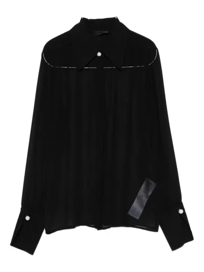 Liu •jo Black Long-sleeve Shirt With Classic Collar In Black