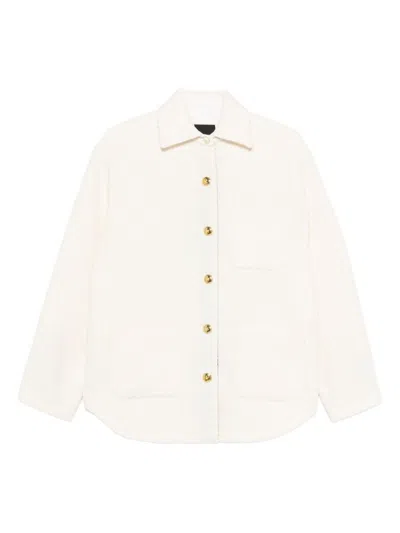 Pinko Textured Buttoned Jacket In Neutral