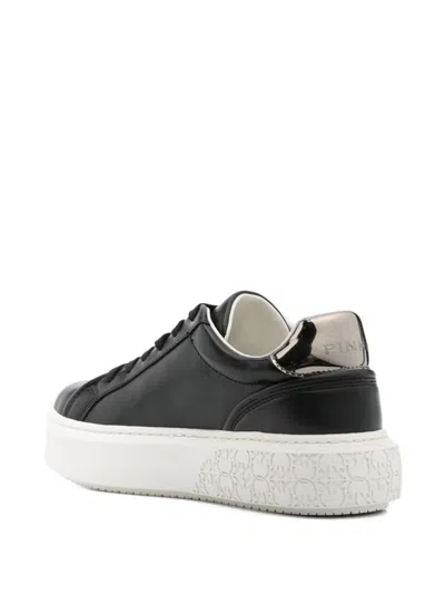 Pinko Vitello And Polyurethane Sneakers In Black