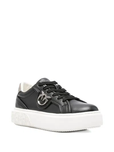 Pinko Vitello And Polyurethane Sneakers In Black