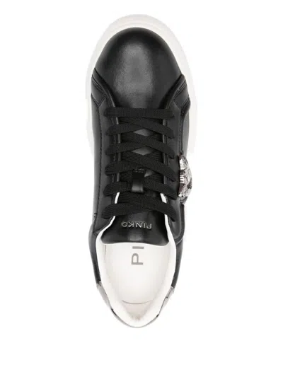 Pinko Vitello And Polyurethane Sneakers In Black
