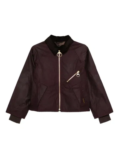 Barbour Shade Of Purple Jacket With A Ribbed Collar In Burgundy