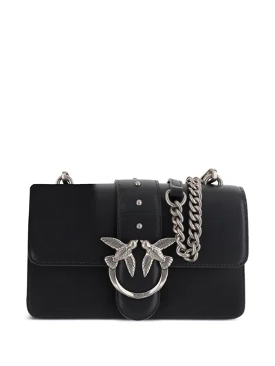 Pinko Structured Black Shoulder Bag With Circular Embellishments In Black