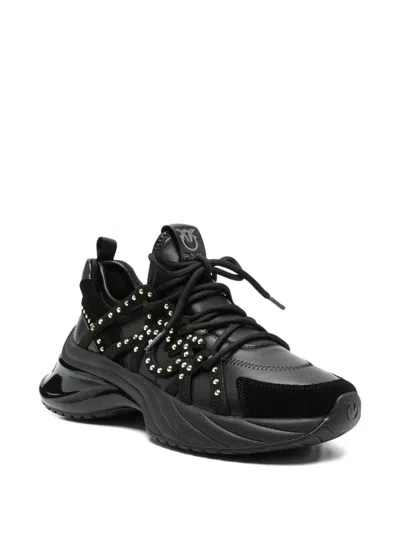 Pinko Ariel Embellished Platform Low-top Sneakers In Black