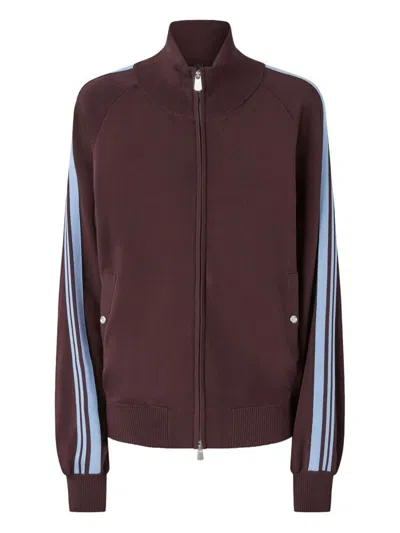 Pinko Burgundy Zip-up Jacket With Light Blue Stripes In Red