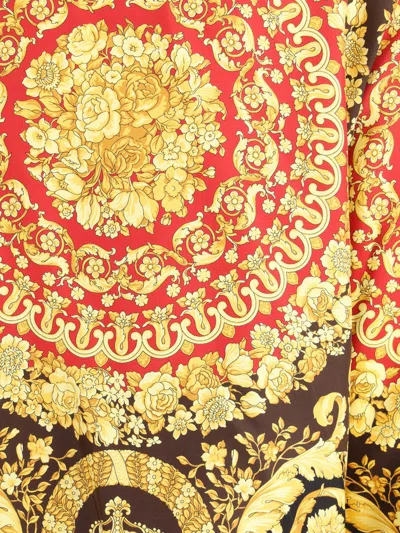 Versace Baroque Print Long Sleeve Collared Top In Multi