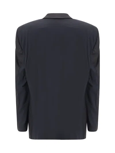 Balenciaga Men Tailored Jacket In Twill And Jersey In Black