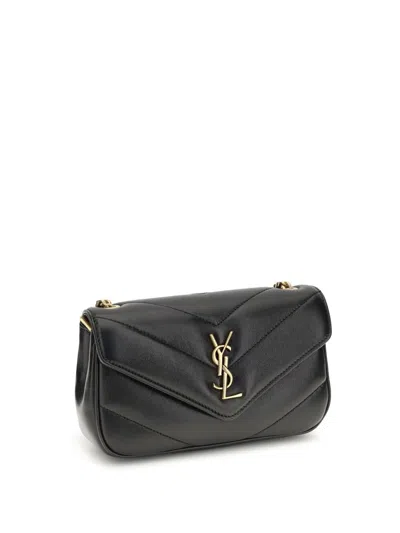 Saint Laurent Loulou Mini Ysl Chain Crossbody Bag In Quilted Leather In Black