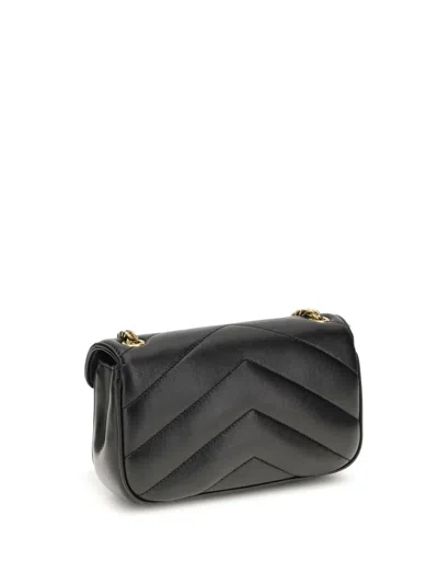 Saint Laurent Loulou Mini Ysl Chain Crossbody Bag In Quilted Leather In Black