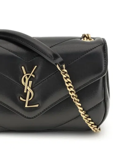 Saint Laurent Loulou Mini Ysl Chain Crossbody Bag In Quilted Leather In Black