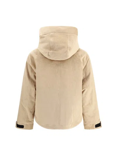 Woolrich Hooded Corduroy Jacket Adjustable Cuffs In Brown