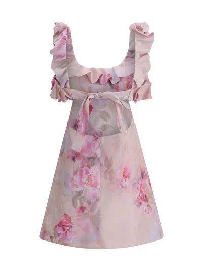 Zimmermann Crush Frill Mini Dress In Pink