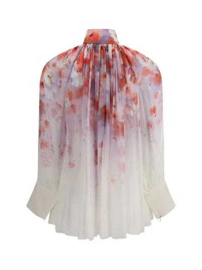 Zimmermann Floral Print Crush Blouse In White