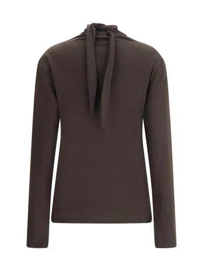 Lemaire Long Sleeve Foulard Top In Brown