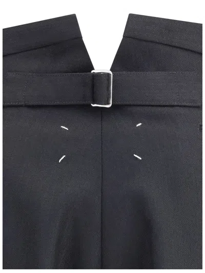 Maison Margiela Wool Pleated Pants In Black